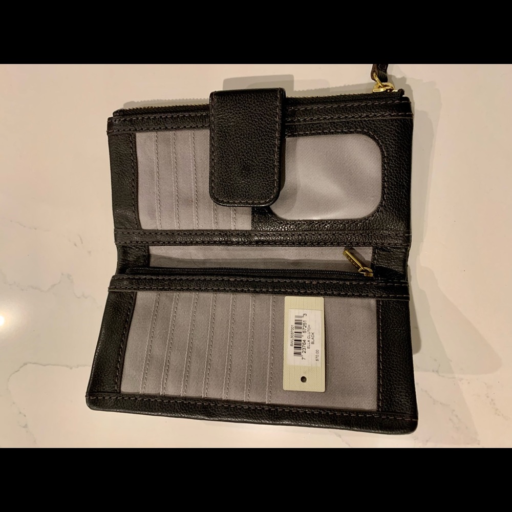 Fossil Ella Clutch, black leather, never used, NWT - Picture 3 of 7